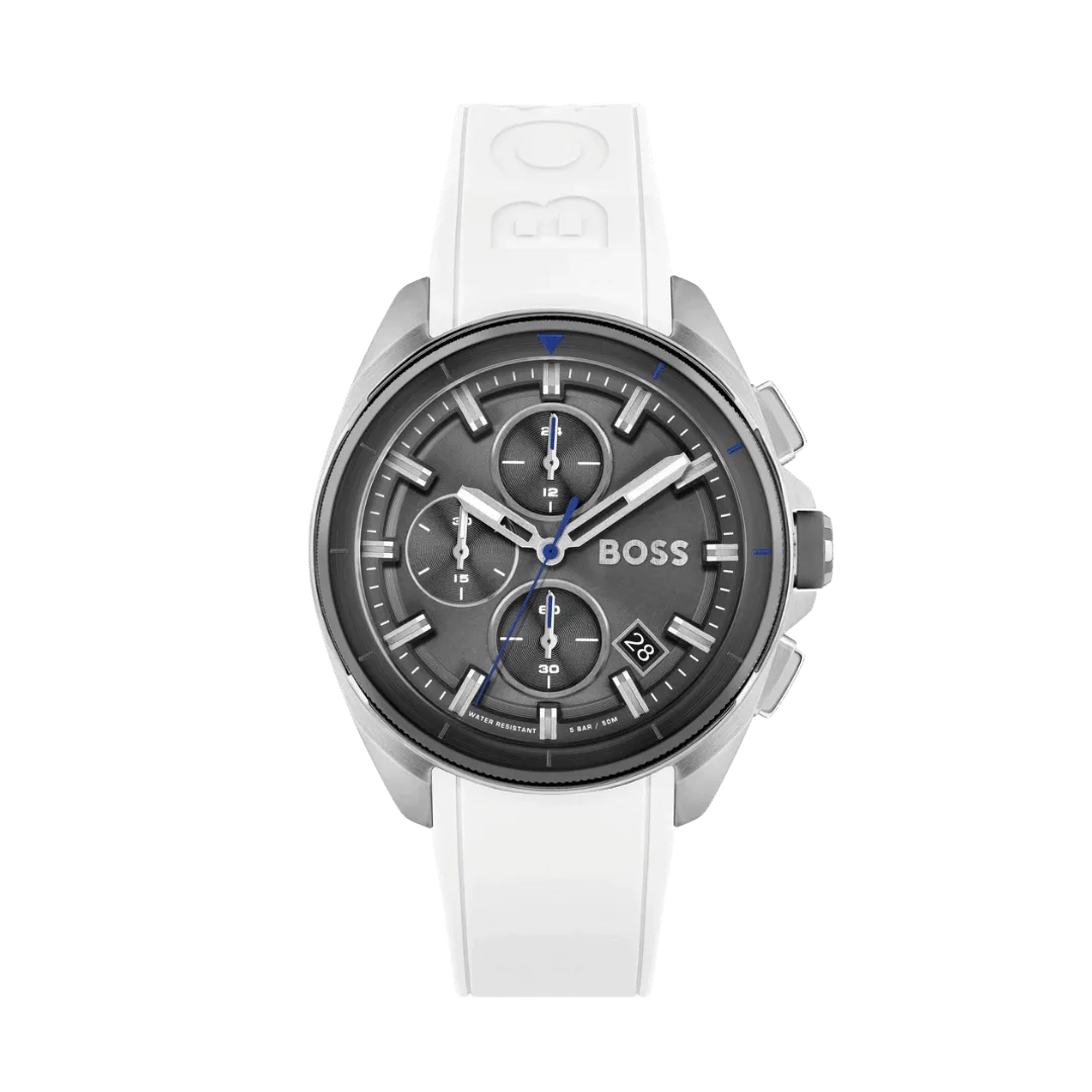 BOSS Chronograph Quartz Watch for Men with White Silicone Bracelet-1513948-44mm-1