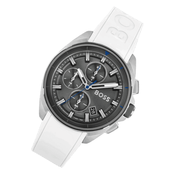 BOSS Chronograph Quartz Watch for Men with White Silicone Bracelet-1513948-44mm-3