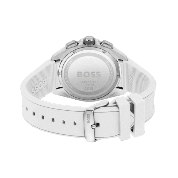 BOSS Chronograph Quartz Watch for Men with White Silicone Bracelet-1513948-44mm-4
