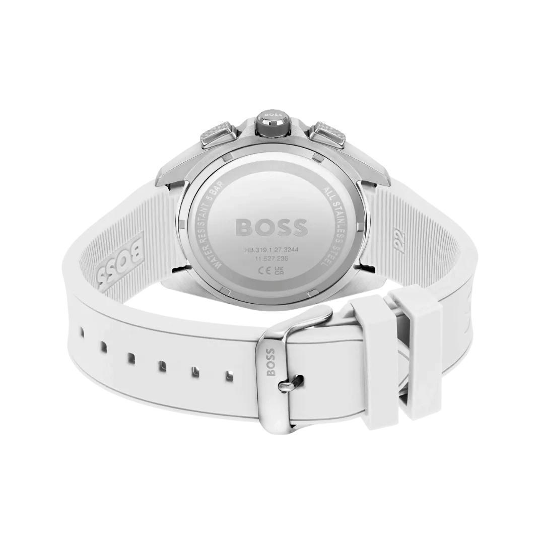 BOSS Chronograph Quartz Watch for Men with White Silicone Bracelet-1513948-44mm-4