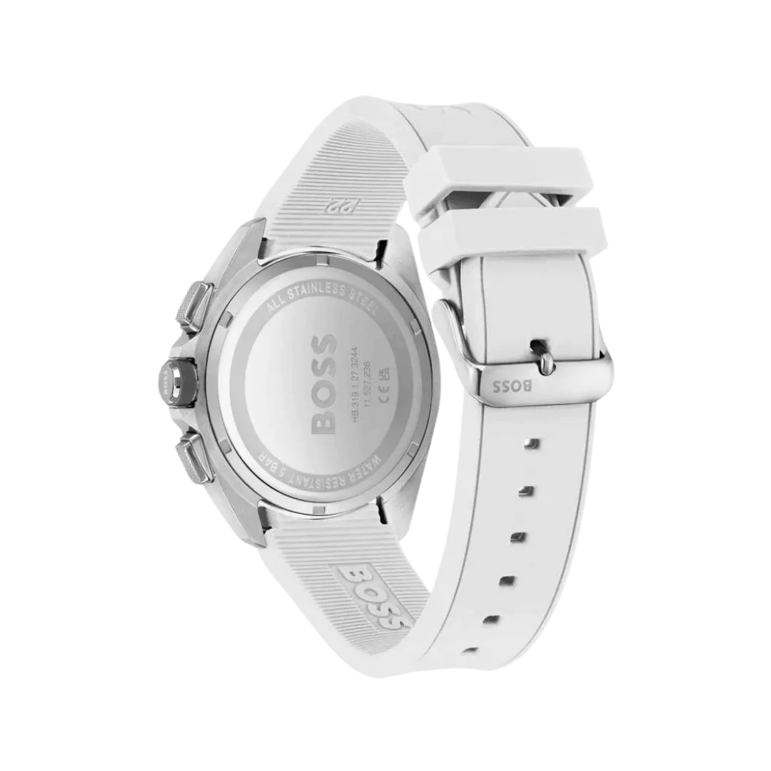 BOSS Chronograph Quartz Watch for Men with White Silicone Bracelet-1513948-44mm-5