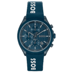 BOSS Velocity Men’s Chronograph Stainless Steel Case and Silicone Strap Watch Color Blue-44mm Model 1514061-1