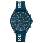 BOSS Velocity Men’s Chronograph Stainless Steel Case and Silicone Strap Watch Color Blue-44mm Model 1514061-1