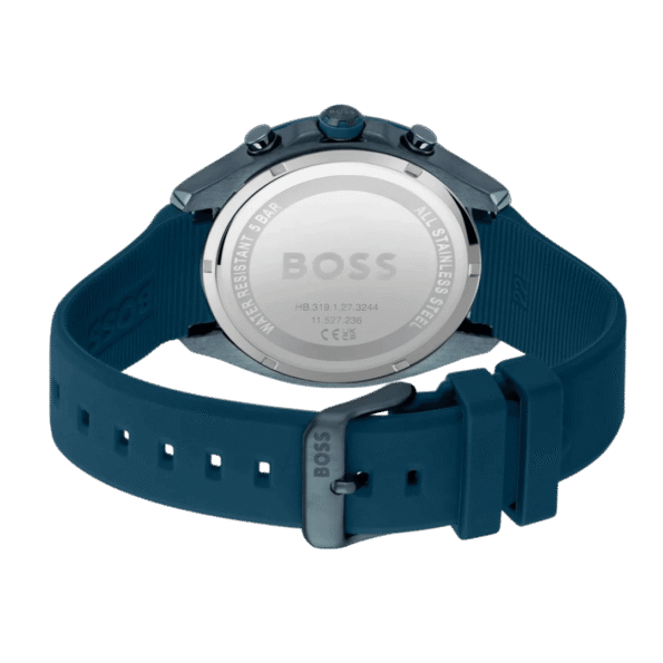 BOSS Velocity Men's Chronograph Stainless Steel Case and Silicone Strap Watch Color Blue-44mm Model 1514061-3