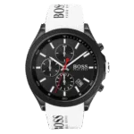 BOSS Velocity Men's Stainless Steel Quartz Watch with Silicone Strap White-44mm Model 1513718-1