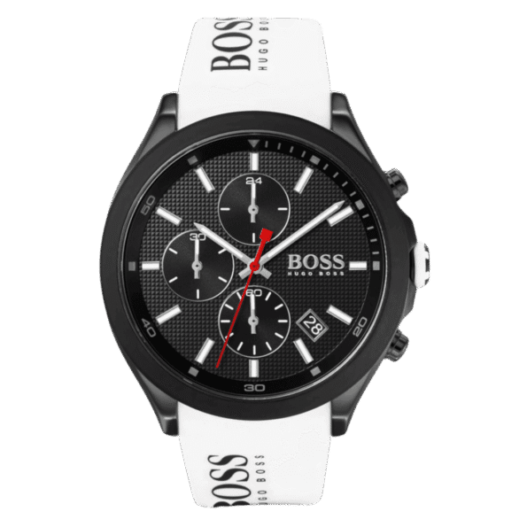 BOSS Velocity Men's Stainless Steel Quartz Watch with Silicone Strap White-44mm Model 1513718-1