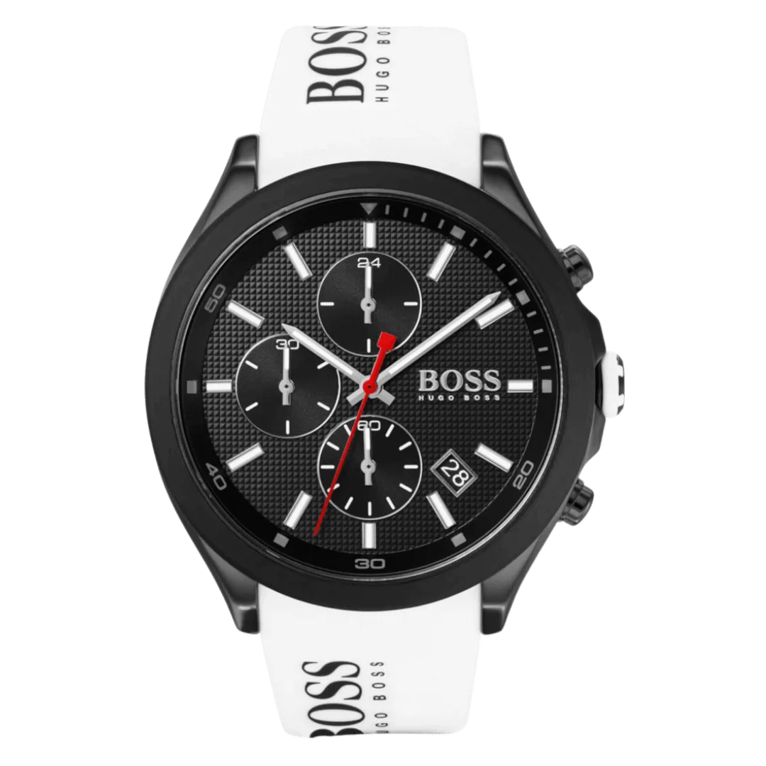 BOSS Velocity Men's Stainless Steel Quartz Watch with Silicone Strap White-44mm Model 1513718-1