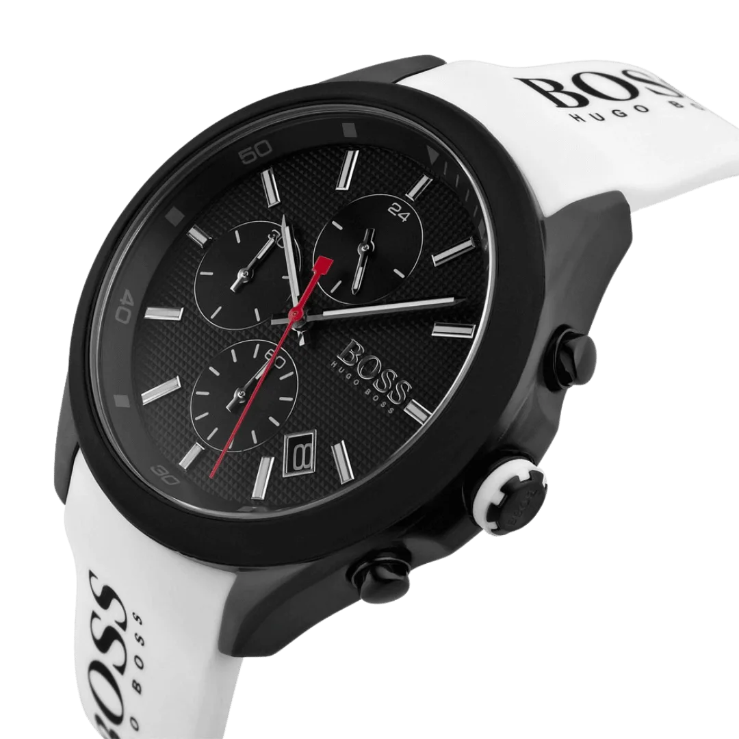 BOSS Velocity Men's Stainless Steel Quartz Watch with Silicone Strap White-44mm Model 1513718-3