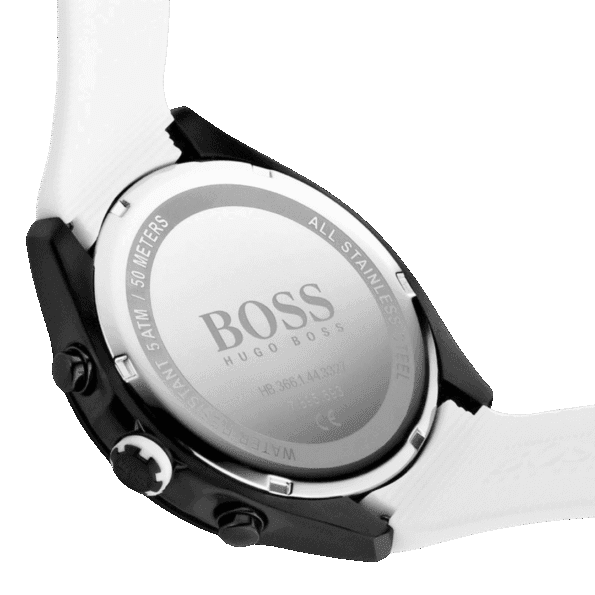 BOSS Velocity Men's Stainless Steel Quartz Watch with Silicone Strap White-44mm Model 1513718-4