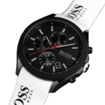 BOSS Velocity Men’s Stainless Steel Quartz Watch with Silicone Strap White-44mm Model 1513718-1