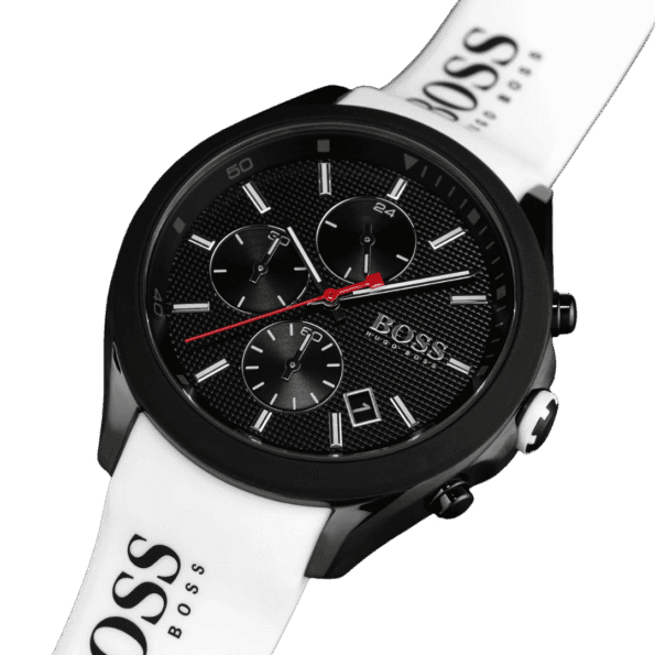 BOSS Velocity Men's Stainless Steel Quartz Watch with Silicone Strap White-44mm Model 1513718-5