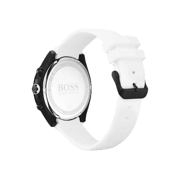BOSS Velocity Men's Stainless Steel Quartz Watch with Silicone Strap White-44mm Model 1513718-6