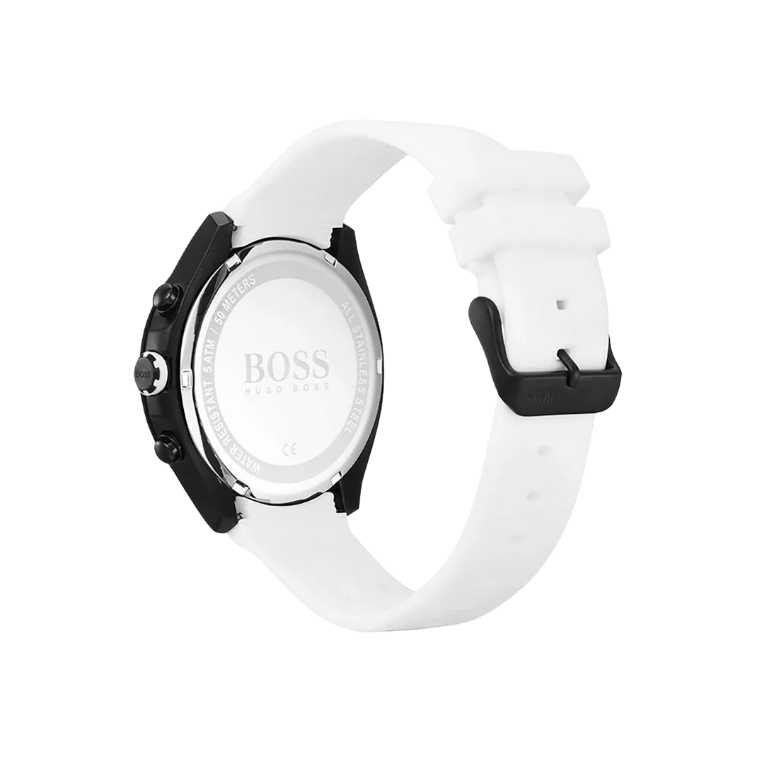 BOSS Velocity Men's Stainless Steel Quartz Watch with Silicone Strap White-44mm Model 1513718-6