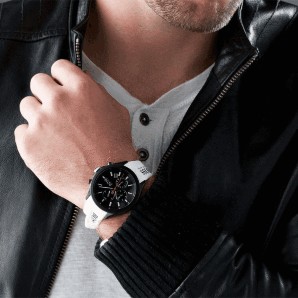 BOSS Velocity Men's Stainless Steel Quartz Watch with Silicone Strap White-44mm Model 1513718-7