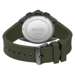 BOSS Volane Men’s Chronograph Stainless Steel and Silicone Strap Watch Color Green Model 1513952 44mm-1