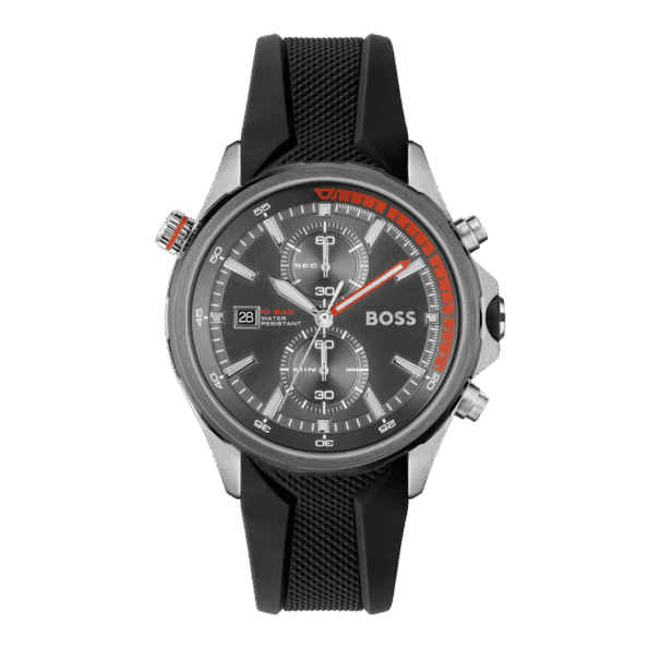 Hugo Boss Black Silicone Grey Dial Chronograph Men's Watch-1513931-46mm-1