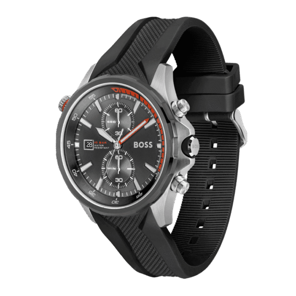 Hugo Boss Black Silicone Grey Dial Chronograph Men's Watch-1513931-46mm-2