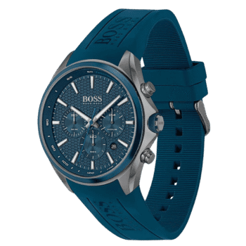 Hugo Boss Men’s Quartz Silicone Strap Blue Dial 46mm Watch 1513856-2
