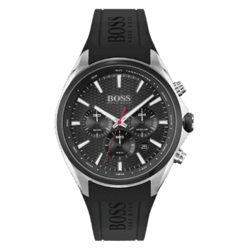 Hugo Boss Silicone Band Chronograph Analog Watch for Men-Black-1513855-46mm-1