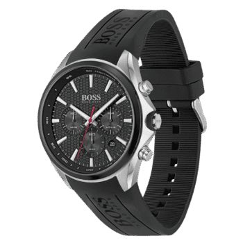 Hugo Boss Silicone Band Chronograph Analog Watch for Men-Black-1513855-46mm-2