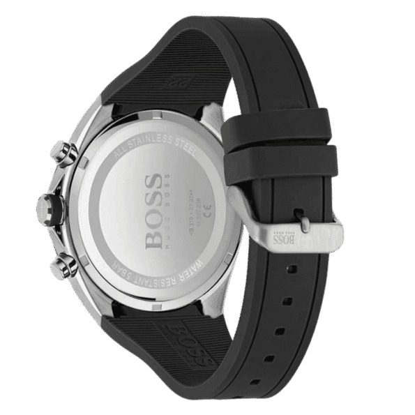 Hugo Boss Silicone Band Chronograph Analog Watch for Men-Black-1513855-46mm-3