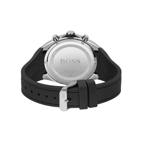 Hugo Boss Silicone Band Chronograph Analog Watch for Men-Black-1513855-46mm-4