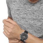 Hugo Boss Silicone Band Chronograph Analog Watch for Men-Black-1513855-46mm-1