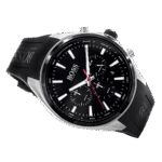 Hugo Boss Silicone Band Chronograph Analog Watch for Men-Black-1513855-46mm-1