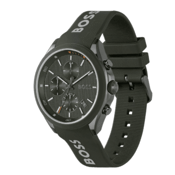 Hugo Boss Silicone Green Dial Chronograph Men's Watch-1514060-45mm-2