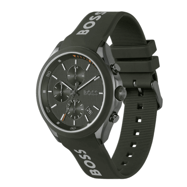 Hugo Boss Silicone Green Dial Chronograph Men's Watch-1514060-45mm-2