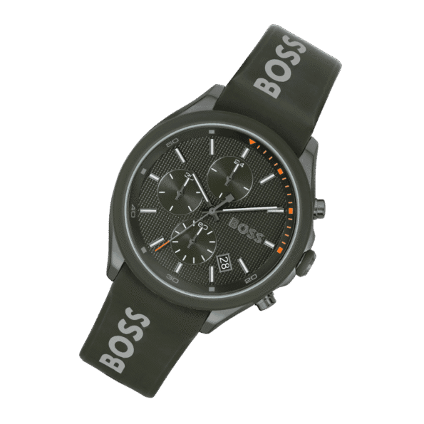 Hugo Boss Silicone Green Dial Chronograph Men's Watch-1514060-45mm-3