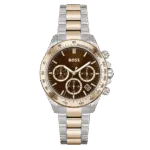 Original BOSS Analogue 1502617 Multifunction Quartz Watch for Women Collection Novia with Stainless Steel or Ceramic Bracelet Brown Classic-1