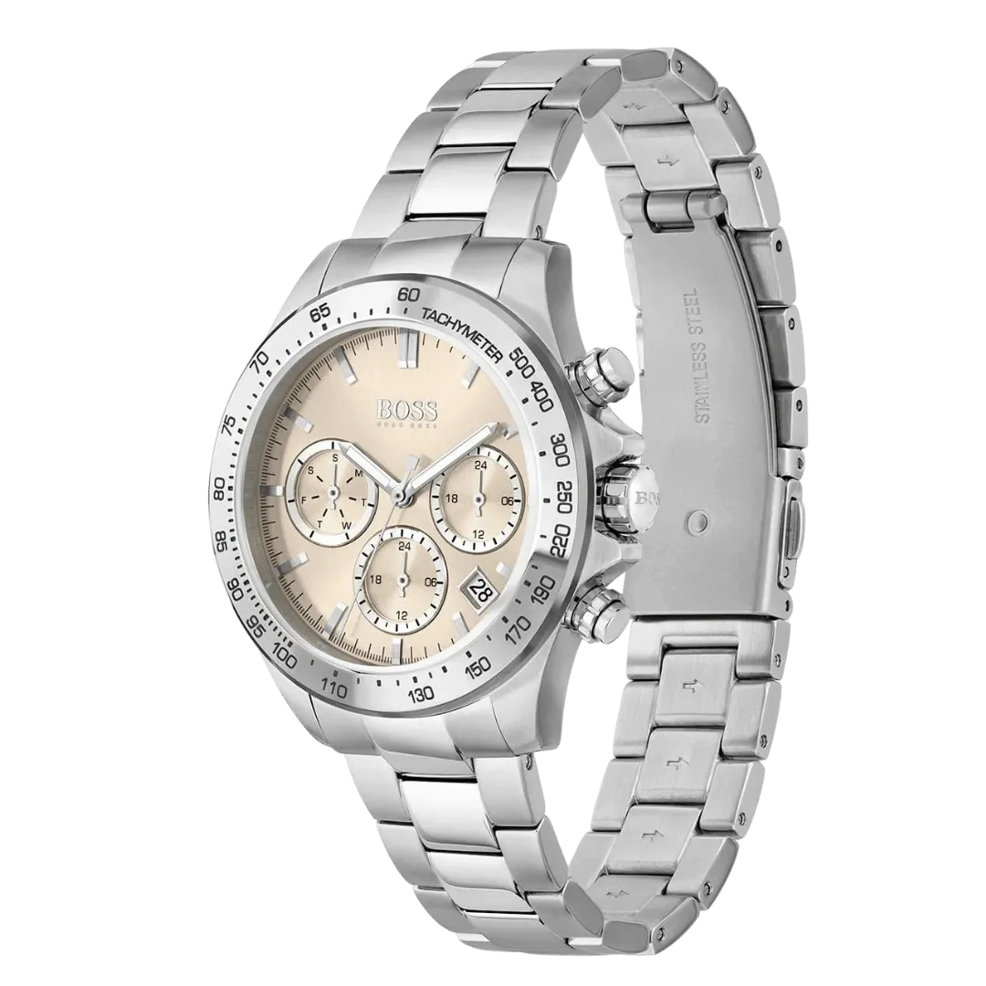 Original BOSS Analogue Multifunction Quartz Watch for Women with Silver Stainless Steel Bracelet-1502615 Carnation Gold bracelet-2