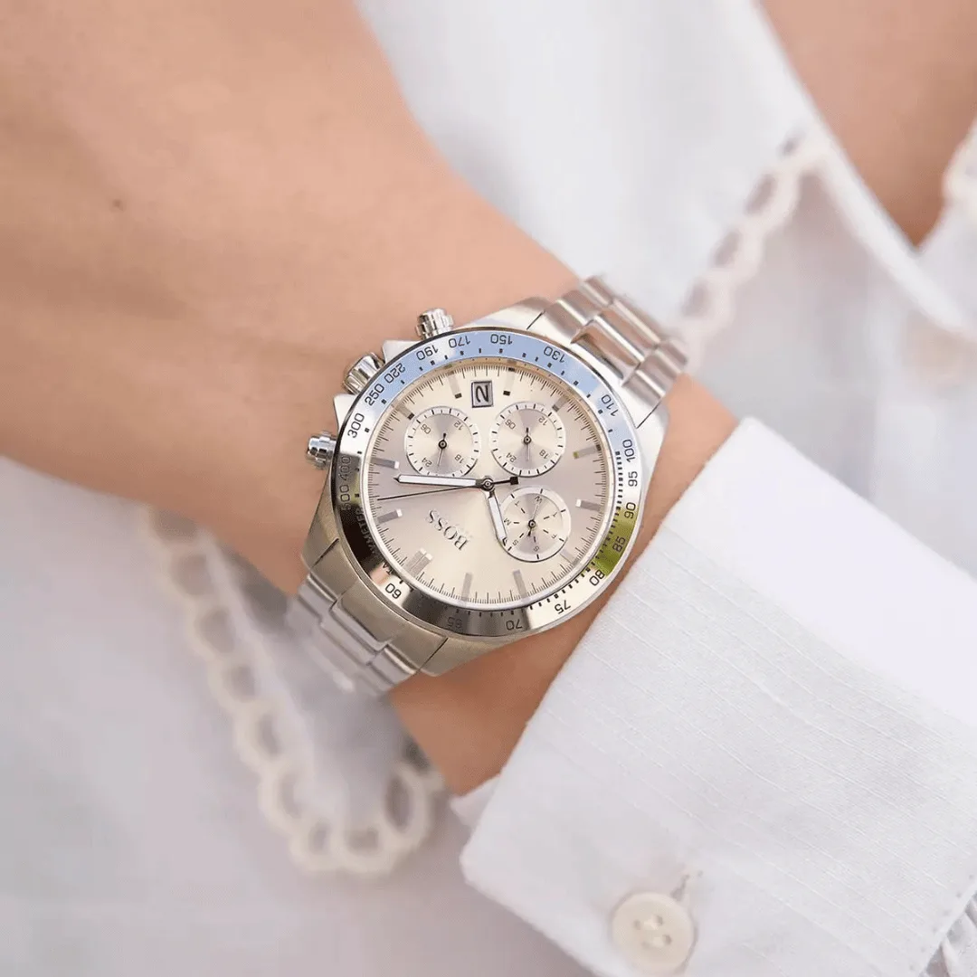 Original BOSS Analogue Multifunction Quartz Watch for Women with Silver Stainless Steel Bracelet-1502615 Carnation Gold bracelet-4