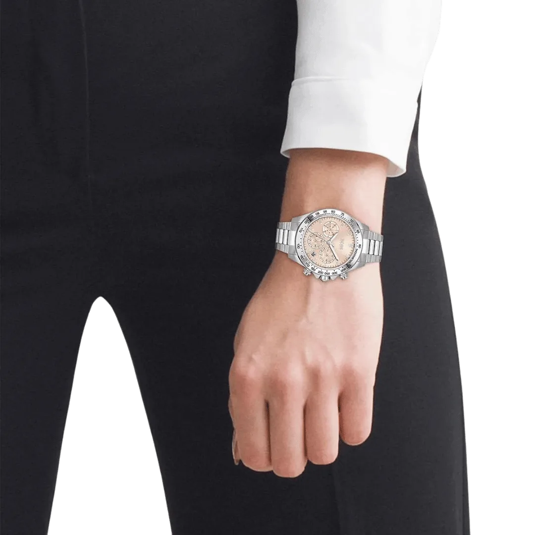 Original BOSS Analogue Multifunction Quartz Watch for Women with Silver Stainless Steel Bracelet-1502615 Carnation Gold bracelet-5