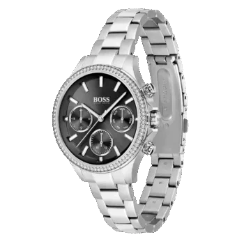 Original BOSS Analogue Quartz Watch for Women with Silver Stainless Steel Bracelet-1502593 Black bracelet-2