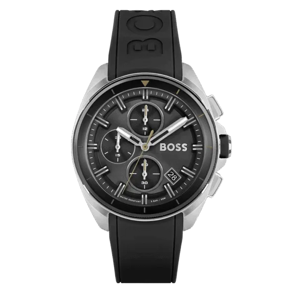 Original BOSS Volane Chronograph Gents Rubber Watch 1513953-44mm-1