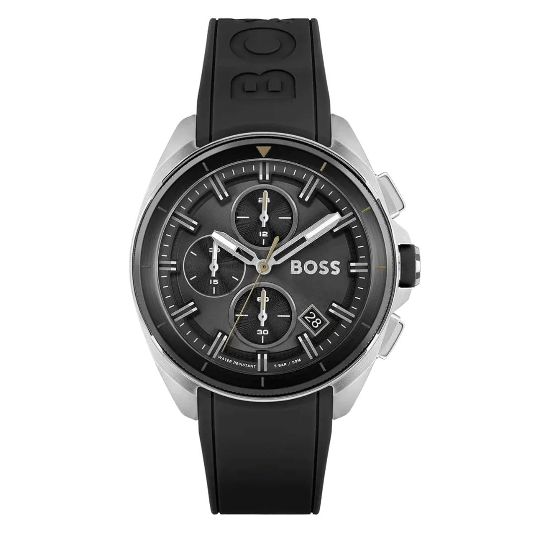 Original BOSS Volane Chronograph Gents Rubber Watch 1513953-44mm-1