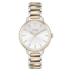 Original BOSS Women’s Analogue Quartz Watch 1502567 Signature with Stainless Steel Band Silver-Rose Gold 34mm bracelet-1