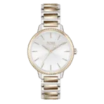 Original BOSS Women’s Analogue Quartz Watch 1502567 Signature with Stainless Steel Band Silver-Rose Gold 34mm bracelet-1