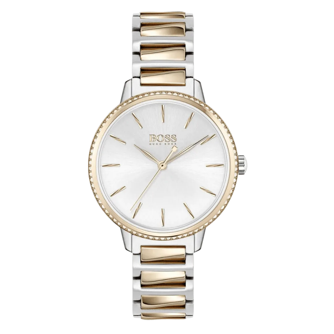 Original BOSS Women's Analogue Quartz Watch 1502567 Signature with Stainless Steel Band Silver-Rose Gold 34mm bracelet-1 Original BOSS Women's Analogue Quartz Watch 1502567 Signature with Stainless Steel Band Silver-Rose Gold 34mm bracelet-1