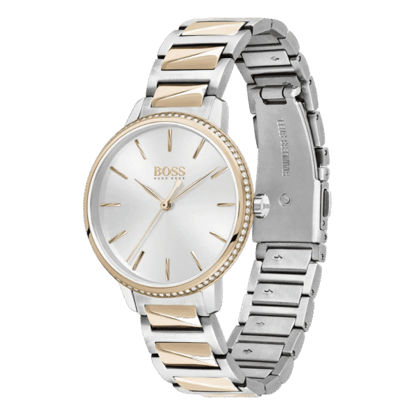 Original BOSS Women's Analogue Quartz Watch 1502567 Signature with Stainless Steel Band Silver-Rose Gold 34mm bracelet-2