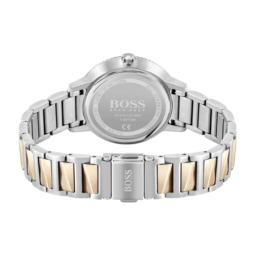 Original BOSS Women's Analogue Quartz Watch 1502567 Signature with Stainless Steel Band Silver-Rose Gold 34mm bracelet-3 Original BOSS Women's Analogue Quartz Watch 1502567 Signature with Stainless Steel Band Silver-Rose Gold 34mm bracelet-3