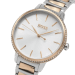 Original BOSS Women’s Analogue Quartz Watch 1502567 Signature with Stainless Steel Band Silver-Rose Gold 34mm bracelet-1