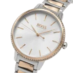 Original BOSS Women’s Analogue Quartz Watch 1502567 Signature with Stainless Steel Band Silver-Rose Gold 34mm bracelet-1