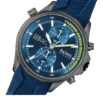 Original Boss GLOBETROTTER 1513821 Mens Chronograph Blue Rubber Strap 46mm-1