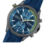 Original Boss GLOBETROTTER 1513821 Mens Chronograph Blue Rubber Strap 46mm-1