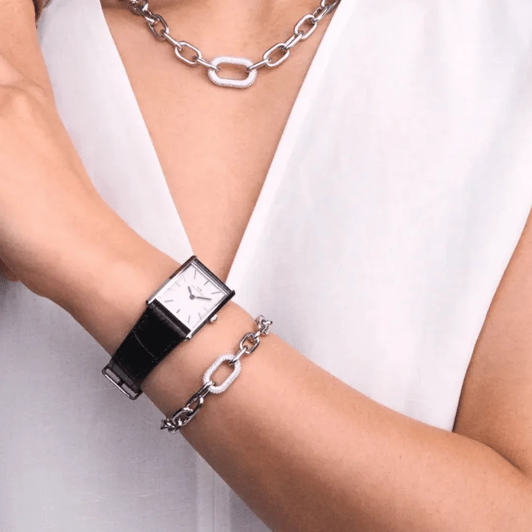 Original Daniel Wellington Bound Black Crocodile Silver Unisex Watch DW00100697 - 24x35 -6 Original Daniel Wellington Bound Black Crocodile Silver Unisex Watch DW00100697 - 24x35 -6