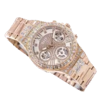 Original GUESS GW0320L3 Ladies Sport Multifunction Glitz with Crystals 36mm Watch–Pink Dial Rose Gold-Tone Stainless Steel Case Bracelet-1