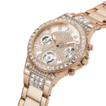 Original GUESS GW0320L3 Ladies Sport Multifunction Glitz with Crystals 36mm Watch–Pink Dial Rose Gold-Tone Stainless Steel Case Bracelet-1